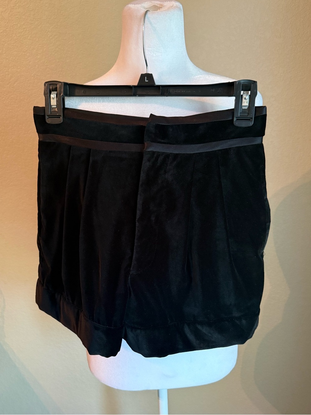 Alice + Olivia Black Velvet Mini Shorts